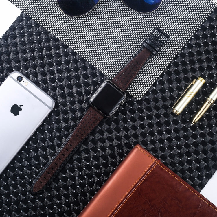 Round Hole Top-grain Leather Wrist Watch Band for Apple Watch Series 7 41mm / 6 & SE & 5 & 4 40mm / 3 & 2 & 1 38mm, For Apple Watch Series 7 41mm / 6 & SE & 5 & 4 40mm / 3 & 2 & 1 38mm