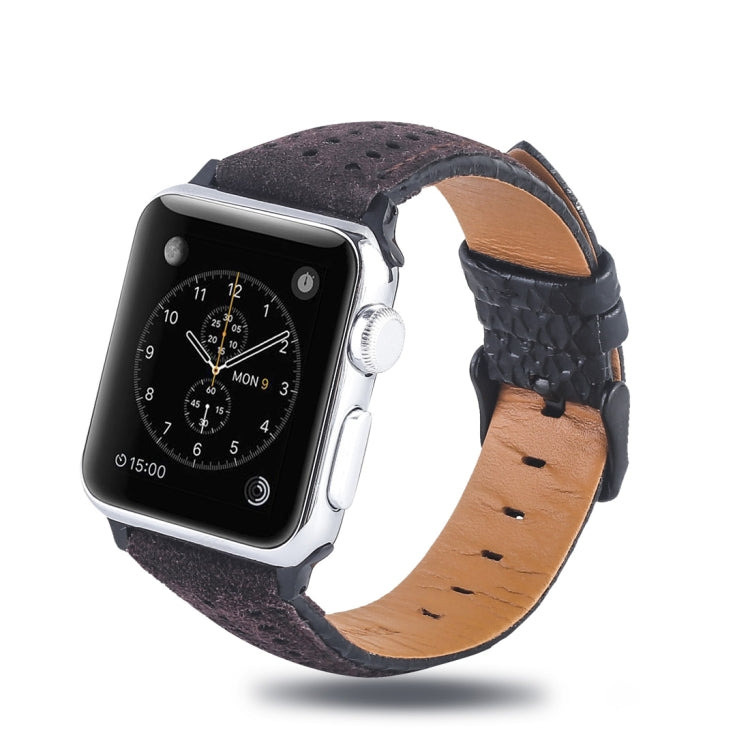 Round Hole Top-grain Leather Wrist Watch Band for Apple Watch Series 7 41mm / 6 & SE & 5 & 4 40mm / 3 & 2 & 1 38mm, For Apple Watch Series 7 41mm / 6 & SE & 5 & 4 40mm / 3 & 2 & 1 38mm