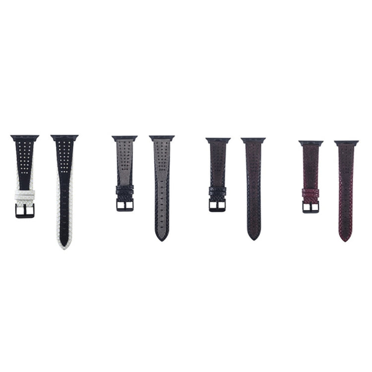 Round Hole Top-grain Leather Wrist Watch Band for Apple Watch Series 7 41mm / 6 & SE & 5 & 4 40mm / 3 & 2 & 1 38mm, For Apple Watch Series 7 41mm / 6 & SE & 5 & 4 40mm / 3 & 2 & 1 38mm