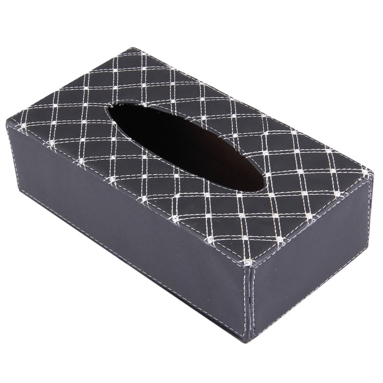 Luxury PU Leather Cover Case Tissue Box Car Pumping Tray, White line