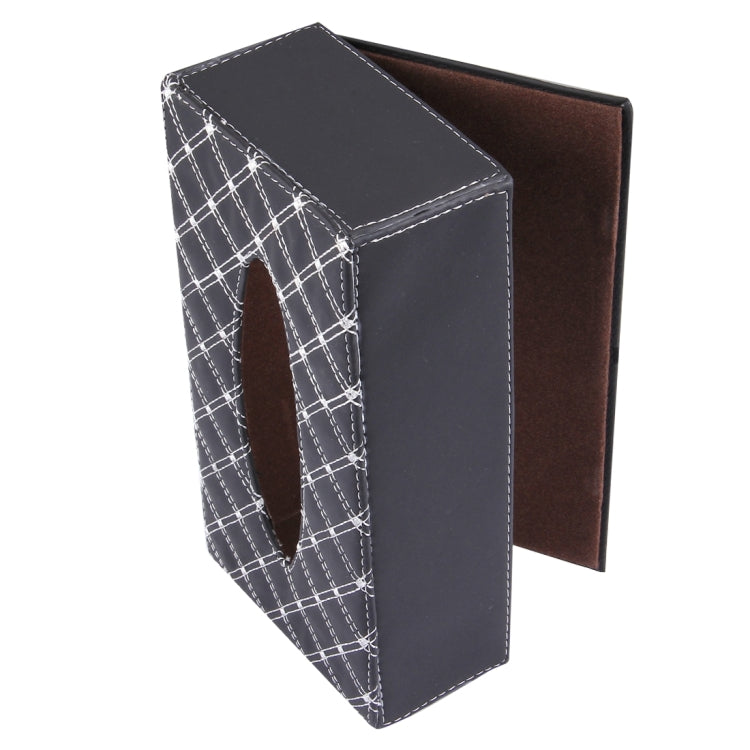 Luxury PU Leather Cover Case Tissue Box Car Pumping Tray, White line