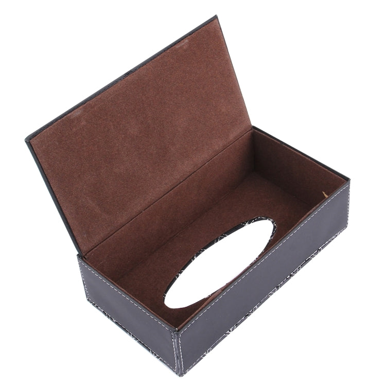 Luxury PU Leather Cover Case Tissue Box Car Pumping Tray, White line