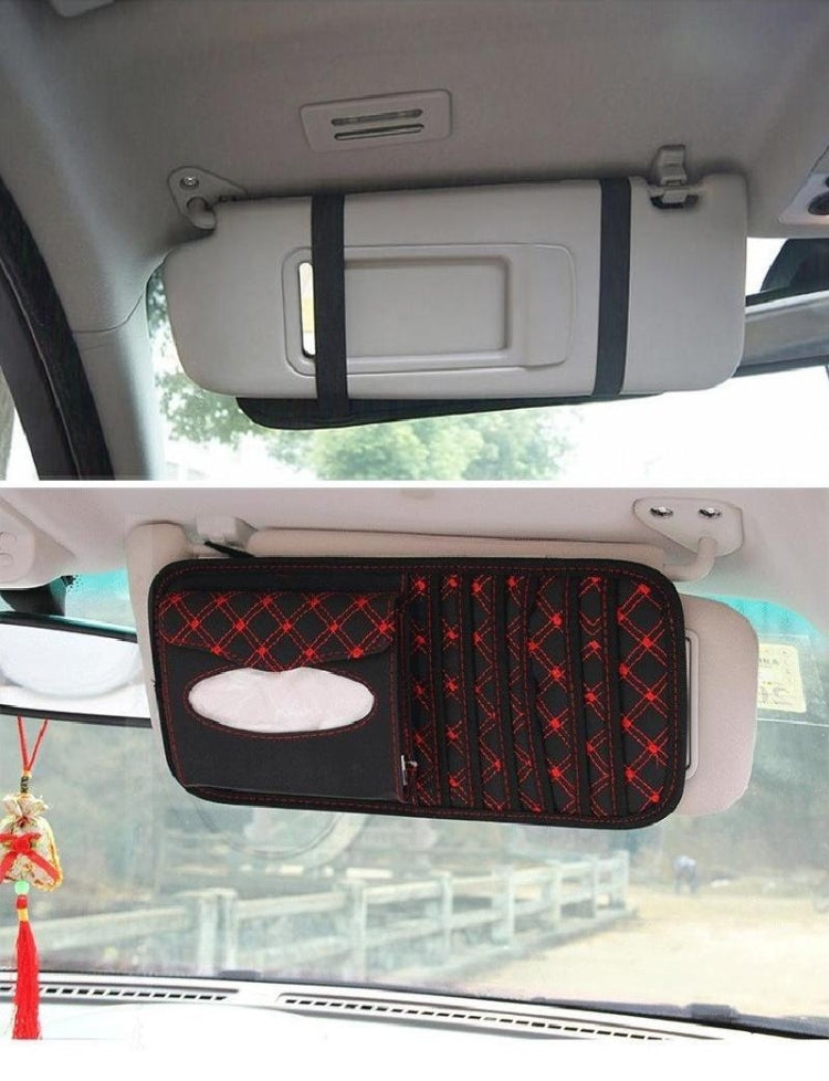 Car Visor Cd Holder, Red grid lines