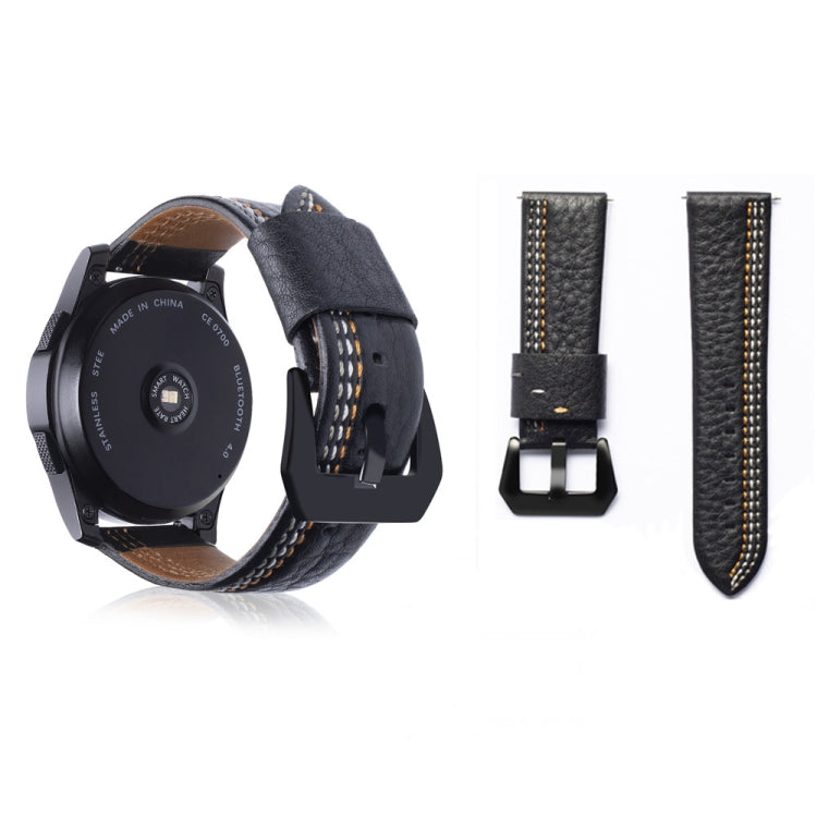 Three Lines Pattern Top-grain Leather Watch Band for Samsung Gear S3 22mm