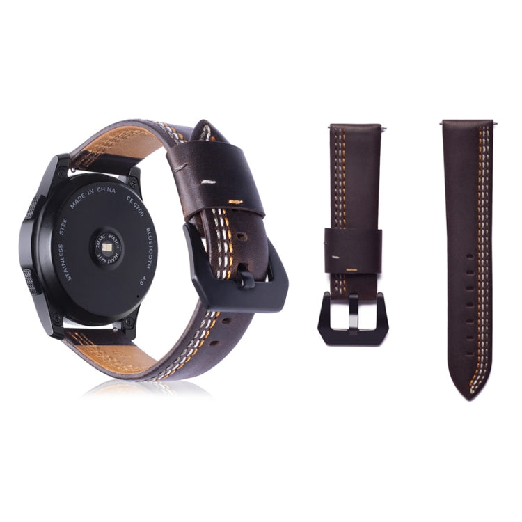 Three Lines Pattern Top-grain Leather Watch Band for Samsung Gear S3 22mm