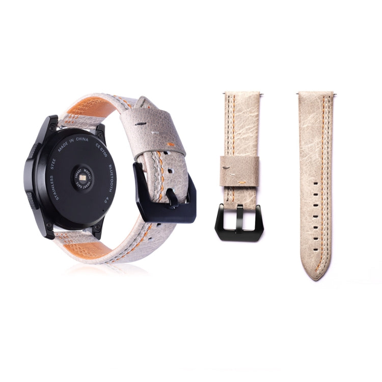 Three Lines Pattern Top-grain Leather Watch Band for Samsung Gear S3 22mm