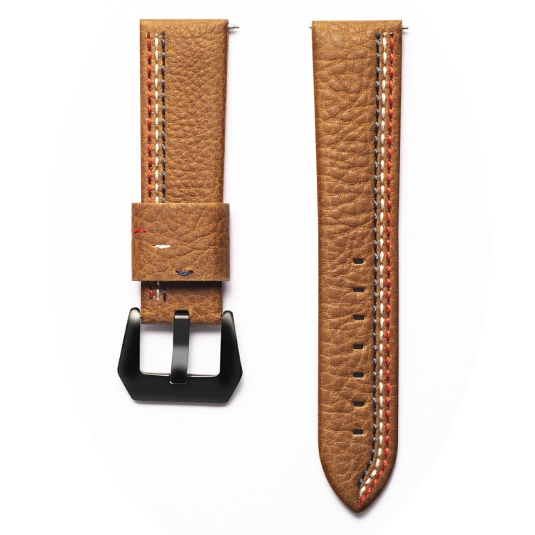 Three Lines Pattern Top-grain Leather Watch Band for Samsung Gear S3 22mm