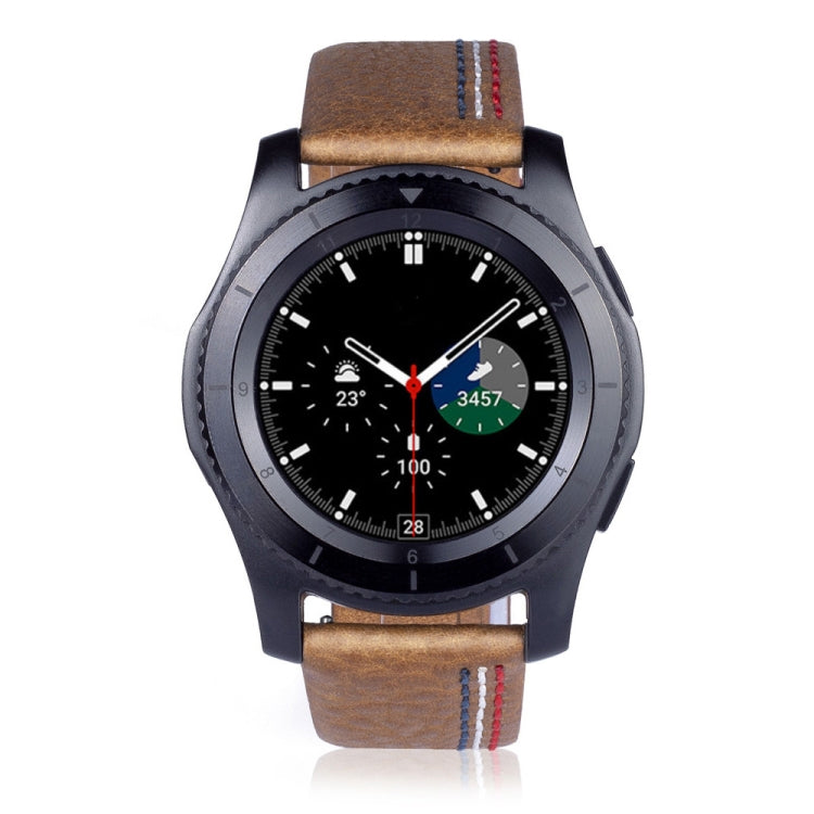 Three Lines Pattern Top-grain Leather Watch Band for Samsung Gear S3 22mm