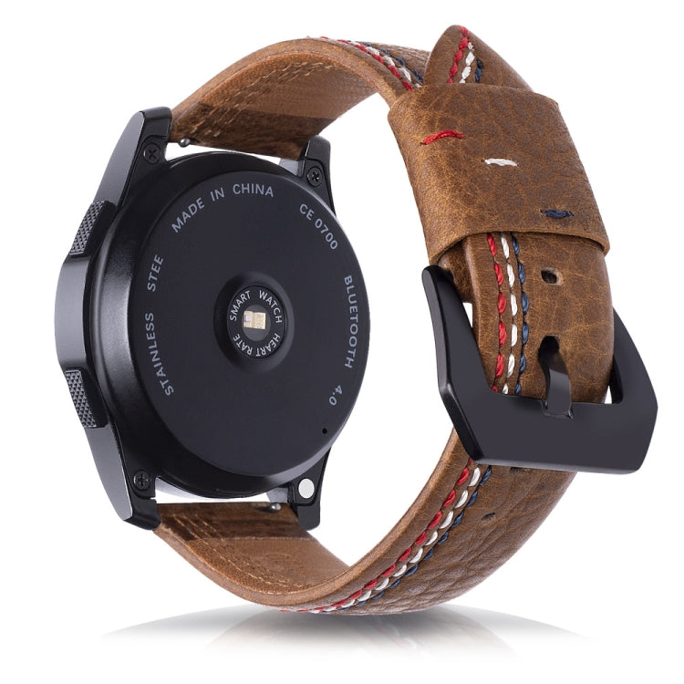 Three Lines Pattern Top-grain Leather Watch Band for Samsung Gear S3 22mm