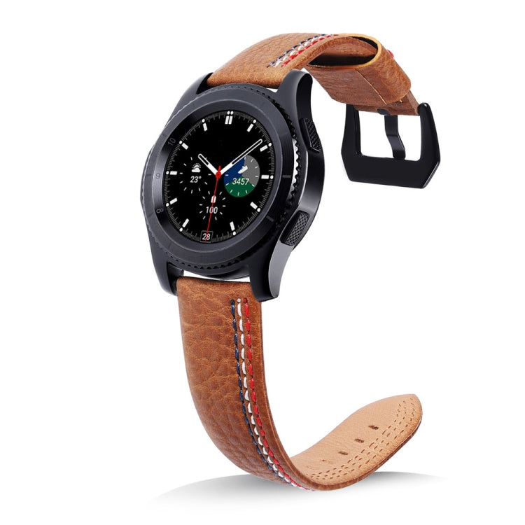 Three Lines Pattern Top-grain Leather Watch Band for Samsung Gear S3 22mm