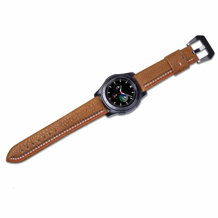 Three Lines Pattern Top-grain Leather Watch Band for Samsung Gear S3 22mm