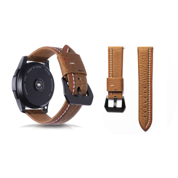 Three Lines Pattern Top-grain Leather Watch Band for Samsung Gear S3 22mm