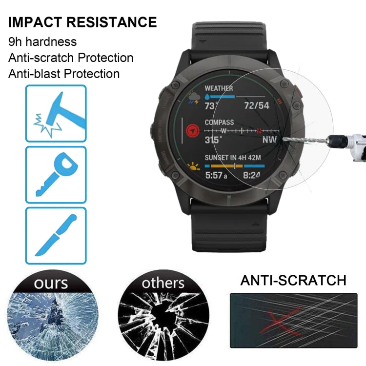 For Garmin Fenix 6X Pro 0.26mm 2.5D 9H Tempered Glass Film Screen Protector