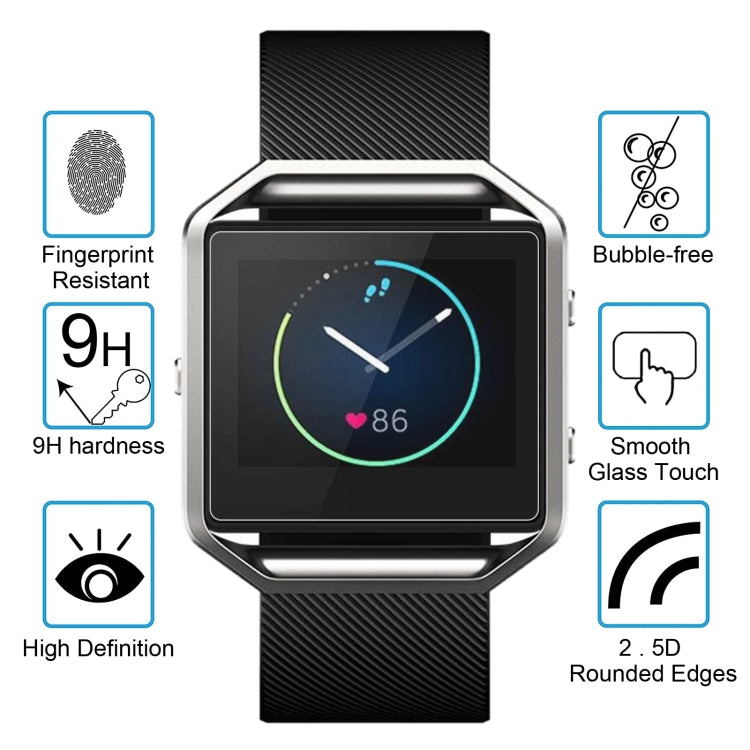 2 PCS ENKAY Hat-Prince for Fitbit Blaze Smart Watch 0.2mm 9H Surface Hardness 2.15D Explosion-proof Tempered Glass Screen Film