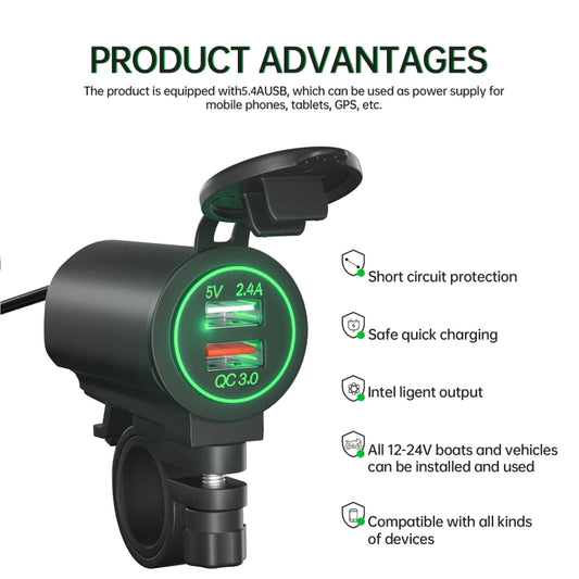 ZH-723F5 Car / Motorcycle QC3.0 Cell Phone Fast Charging Dual USB Car Charger