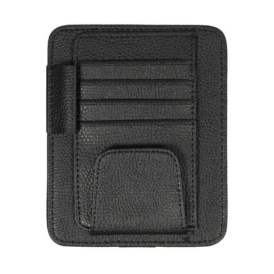 Multifunctional Car Litchi Pattern Glasses Holder Sun Visor Bill Holder