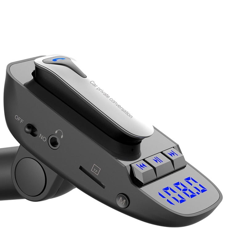ER9 2 in 1 Hands-Free Calling Car Kit Wireless Bluetooth Headset Dual USB Charger FM Transmitter MP3 Music Player