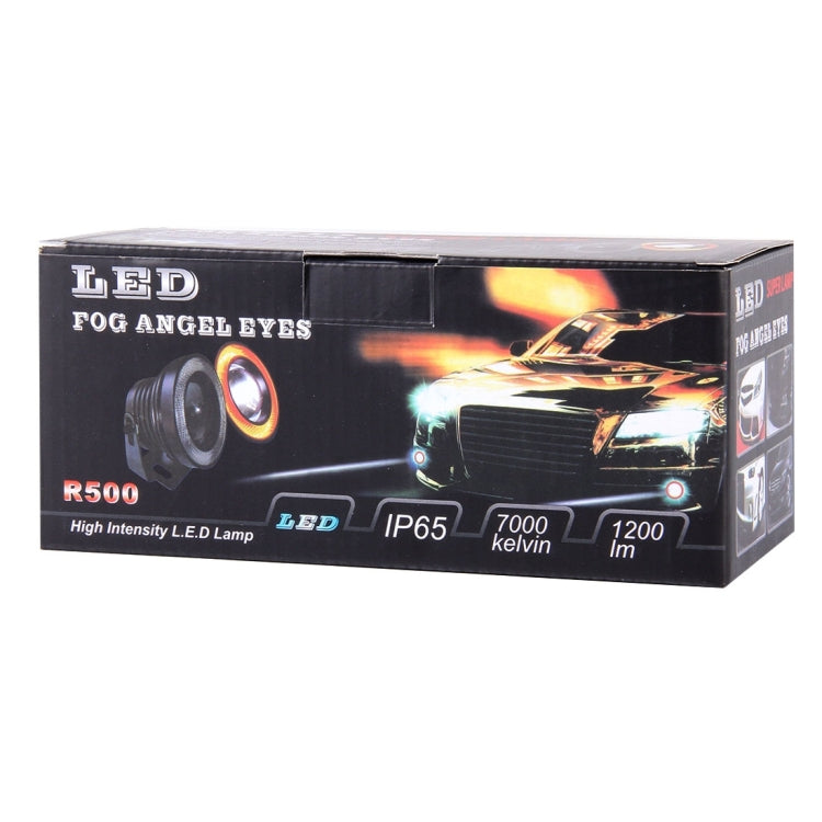 3.5 inch DC 12V 10W 900LM 7000K Car Angel Eyes Fog Lamp Foglight(White Light + White Light), 3.5 inch