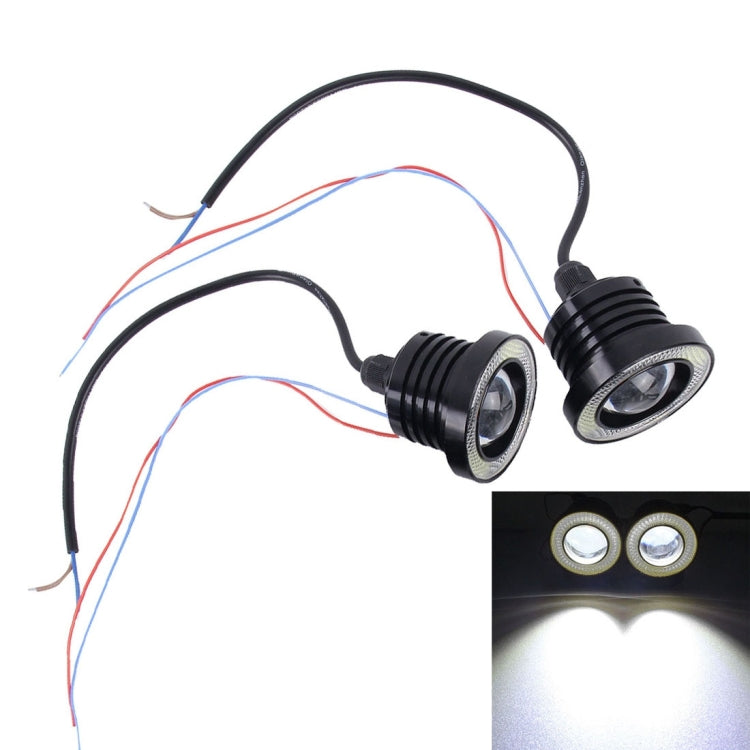 2 PCS 2.5 inch DC12-24V 10W 900LM 6500K Car Angel Eyes Fog Lamp Foglight, Cable Length: 20cm(White Light + White Light), 2.5 inch 10W 900LM/6500K  White+White