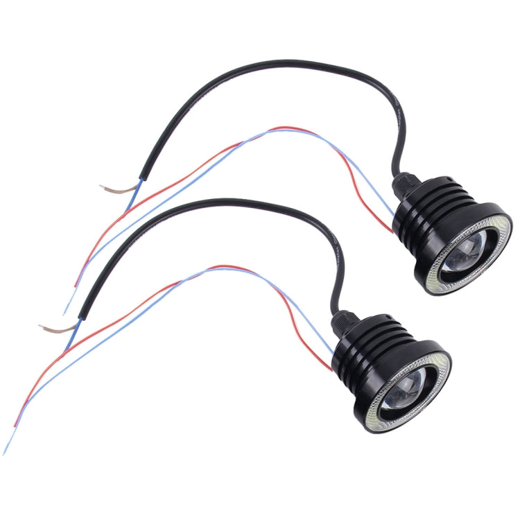 2 PCS 2.5 inch DC12-24V 10W 900LM 6500K Car Angel Eyes Fog Lamp Foglight, Cable Length: 20cm(White Light + White Light), 2.5 inch 10W 900LM/6500K  White+White