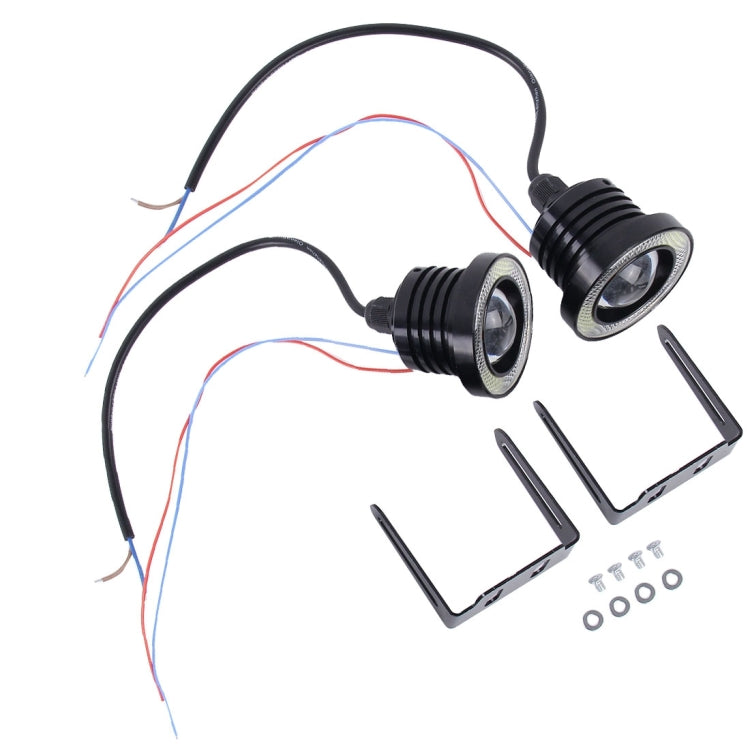 2 PCS 2.5 inch DC12-24V 10W 900LM 6500K Car Angel Eyes Fog Lamp Foglight, Cable Length: 20cm(White Light + White Light), 2.5 inch 10W 900LM/6500K  White+White