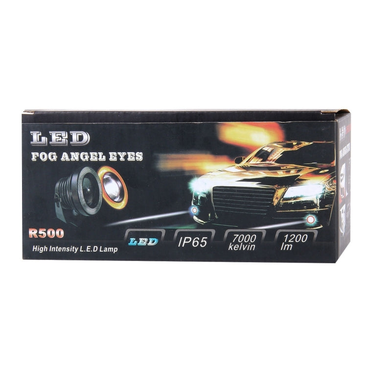 2 PCS 2.5 inch DC12-24V 10W 900LM 6500K Car Angel Eyes Fog Lamp Foglight, Cable Length: 20cm(White Light + White Light), 2.5 inch 10W 900LM/6500K  White+White