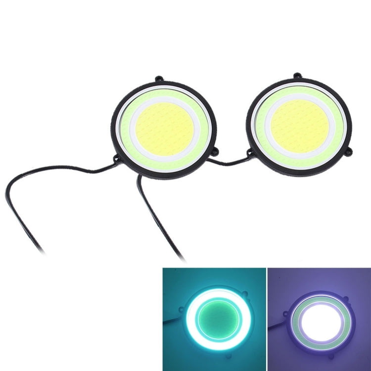 2 PCS DC 12V 10W 6000K Circular Car DRL Daytime Running Lights Lamp, White + Ice Blue, White + Yellow