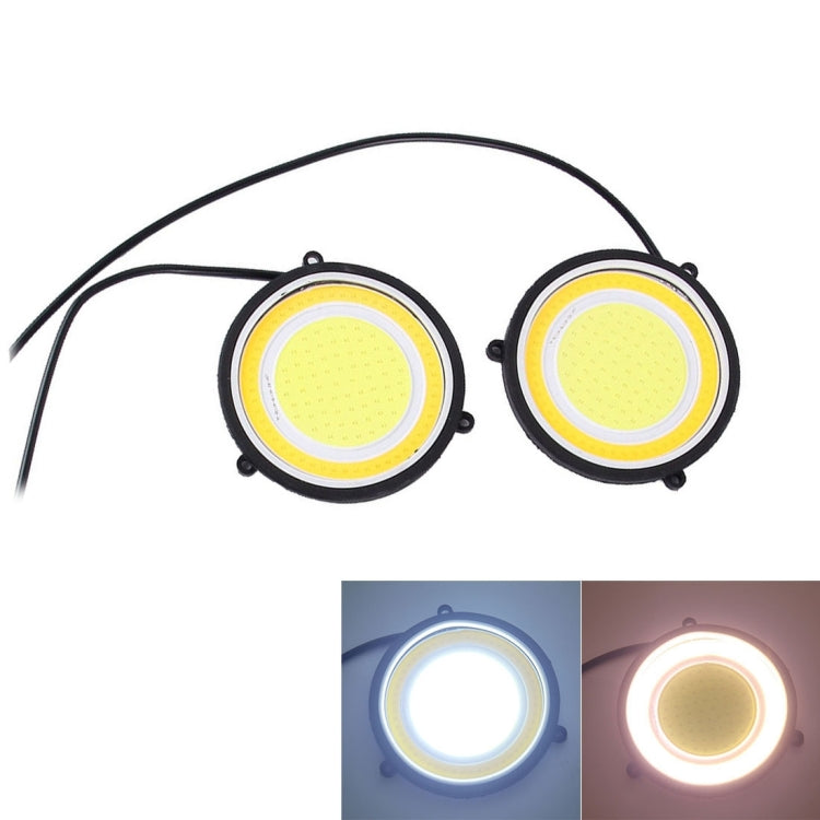 2 PCS DC 12V 10W 6000K Circular Car DRL Daytime Running Lights Lamp, White + Ice Blue, White + Yellow