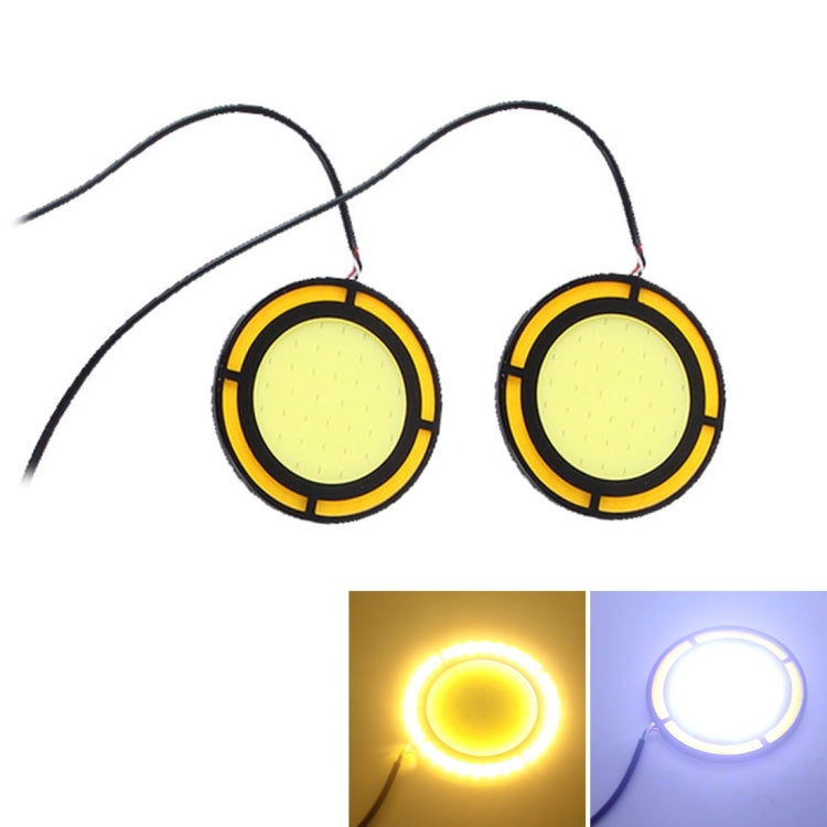 2 PCS DC 12V 10W 6000K Dual Circular Car DRL Daytime Running Lights Lamp(White Light + Yellow Light), White + Yellow