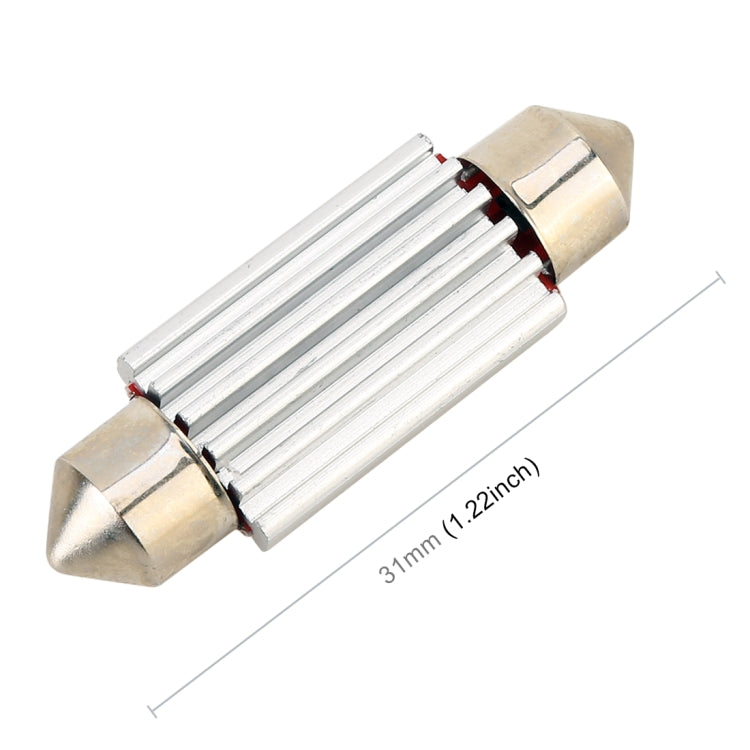 2 PCS DC 12V 2W 31MM 4014 Bicuspid Port No Decoding Car Dome Lamp LED Reading Light with 10 LED Lights, 31MM