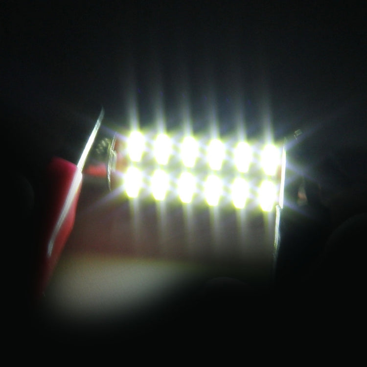 2 PCS DC 12V 2W 31MM 4014 Bicuspid Port No Decoding Car Dome Lamp LED Reading Light with 10 LED Lights, 31MM