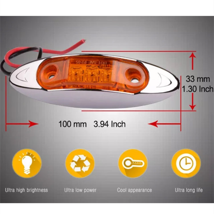 10 PCS DC 10-30V Car Truck Trailer Piranha 3-LED Side Marker Indicator Lights Bulb Lamp, Light Color: Yellow, 10 PCS Yellow Light
