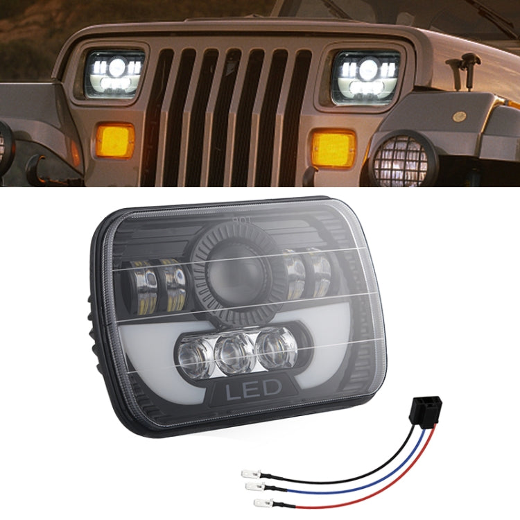7 Inch 35W 4000LM 6000K + Amber Car Truck Square LED Headlights Work Lights Spotlight, 7 Inch
