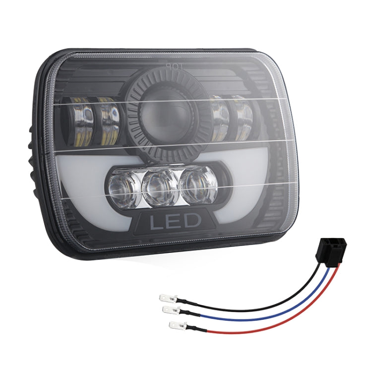 7 Inch 35W 4000LM 6000K + Amber Car Truck Square LED Headlights Work Lights Spotlight, 7 Inch