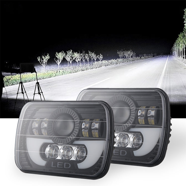 7 Inch 35W 4000LM 6000K + Amber Car Truck Square LED Headlights Work Lights Spotlight, 7 Inch