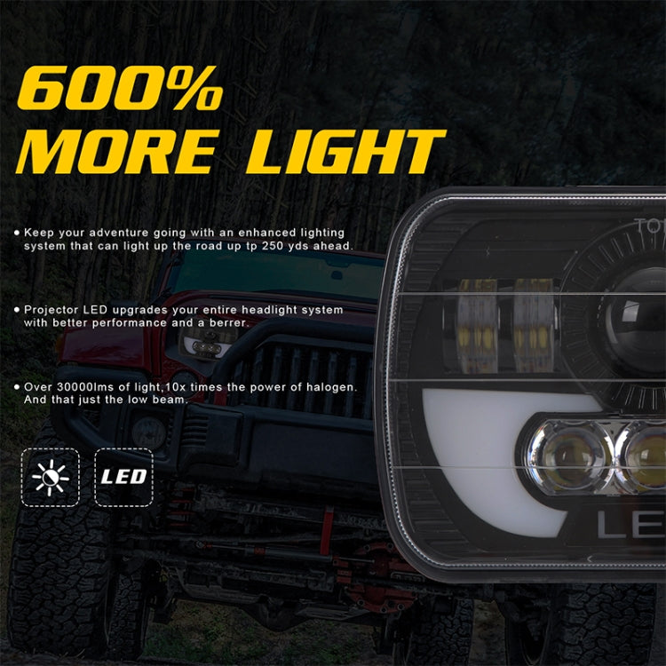 7 Inch 35W 4000LM 6000K + Amber Car Truck Square LED Headlights Work Lights Spotlight, 7 Inch