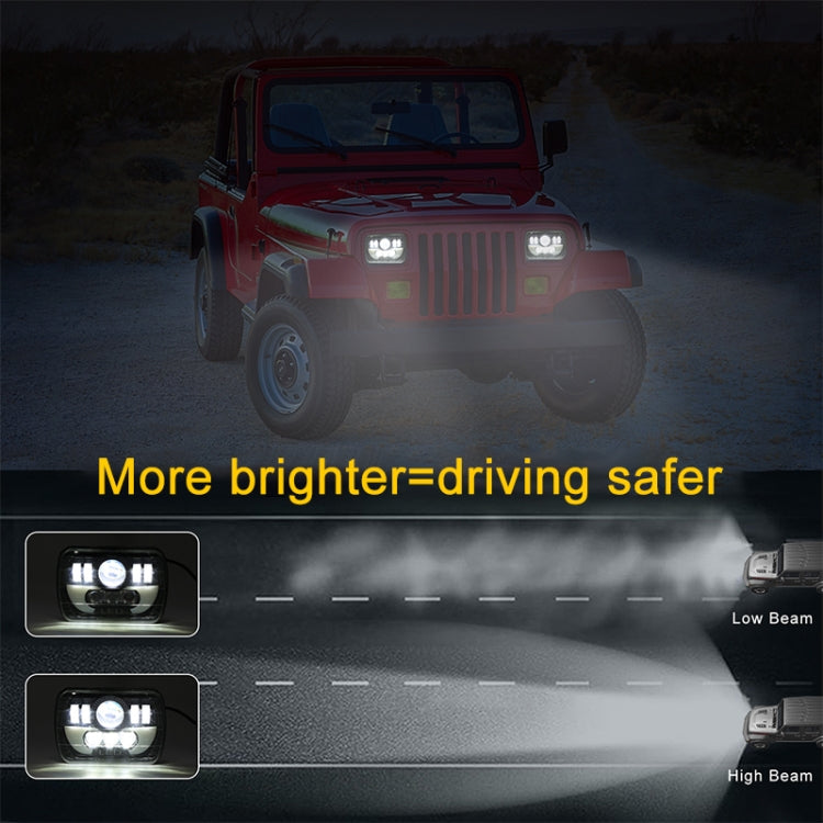 7 Inch 35W 4000LM 6000K + Amber Car Truck Square LED Headlights Work Lights Spotlight, 7 Inch