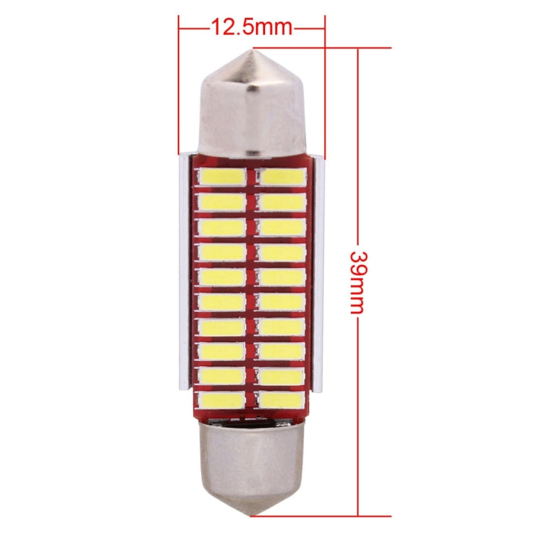 2 PCS Festoon 39mm 2W 200LM White Light 20 LED SMD 4014 Error Free License Plate Lights Car Light Bulb, 39mm