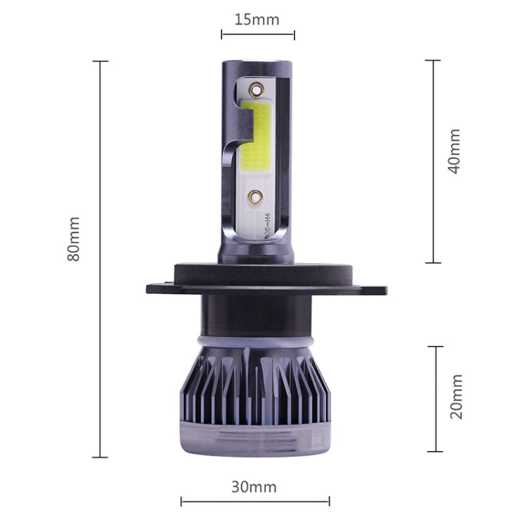 2 PCS H4 DC9-36V / 36W / 3000K / 6000LM IP68 Car / Motorcycle Mini COB LED Headlight Lamps / Fog Light, H4