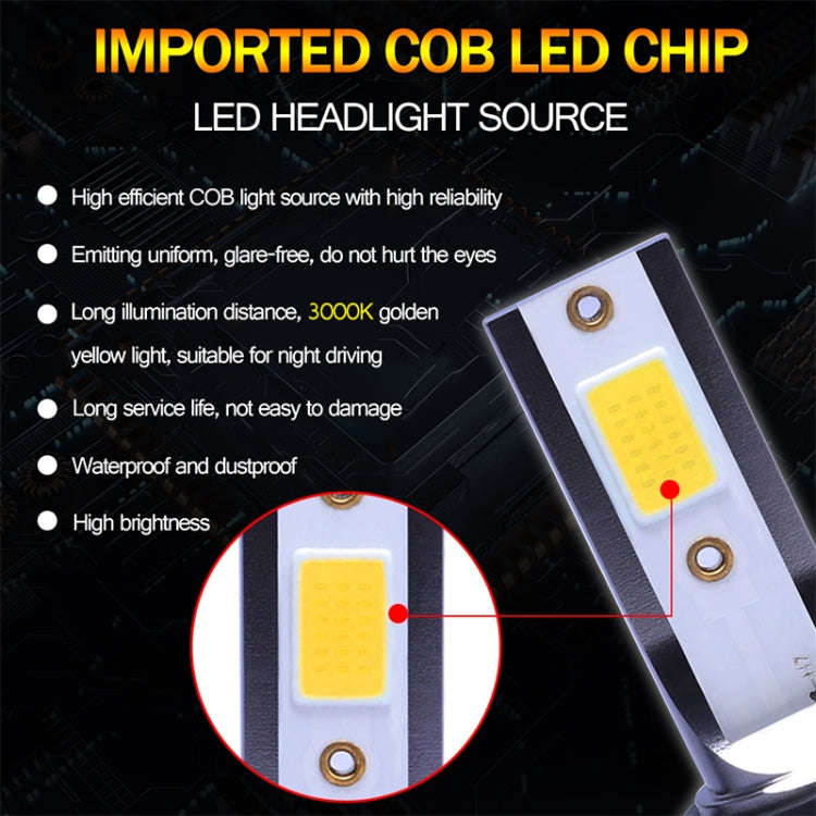 2 PCS H11 DC9-36V / 36W / 3000K / 6000LM IP68 Car / Motorcycle Mini COB LED Headlight Lamps / Fog Light, H11