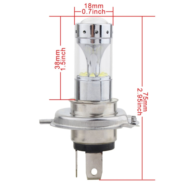 2 PCS H4 60W 1200 LM 6000K Car Fog Lights with 12 CREE XB-D LED Lamps, DC 12V, H4