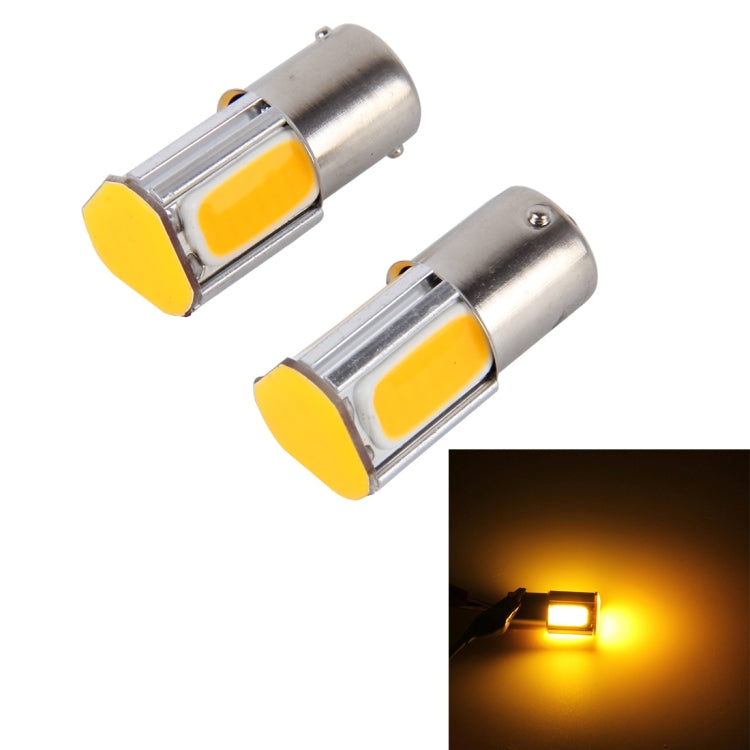 2 PCS 1156/Ba15s 5W 4 COB LEDs Car Turn Light, DC 12V, 1156+5W Yellow Light