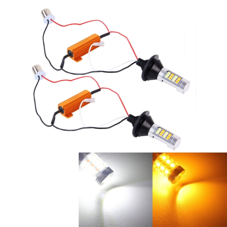 2 PCS 1156/BA15S/BAU15S 10W 1000 LM 6000K White + Yellow Light DRL&Turn Light with 42 SMD-2835-LED Lamp，DC 12-24V, 1156 42 SMD-2835-LED Lamp