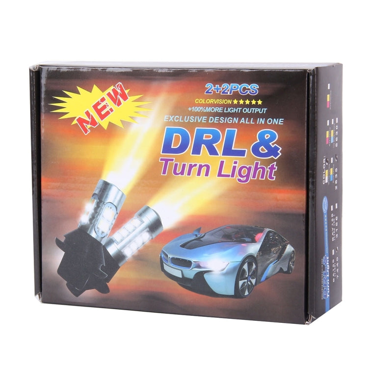 2 PCS 1156/BA15S/BAU15S 10W 1000 LM 6000K White + Yellow Light DRL&Turn Light with 42 SMD-2835-LED Lamp，DC 12-24V, 1156 42 SMD-2835-LED Lamp
