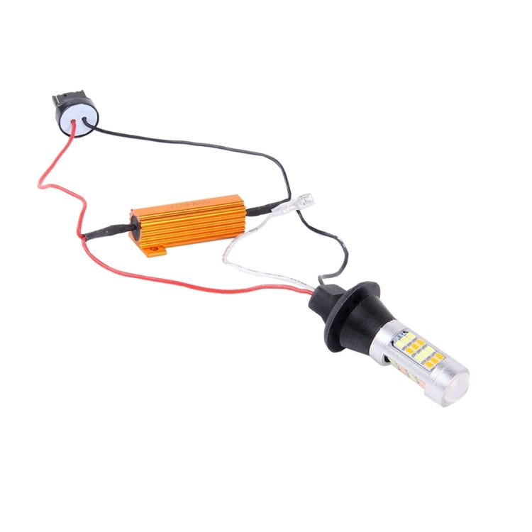 2 PCS T20/7440 10W 1000 LM 6000K White + Yellow Light DRL&Turn Light with 42 SMD-2835-LED Lamp，DC 12-24V, T20 42 SMD-2835-LED Lamp