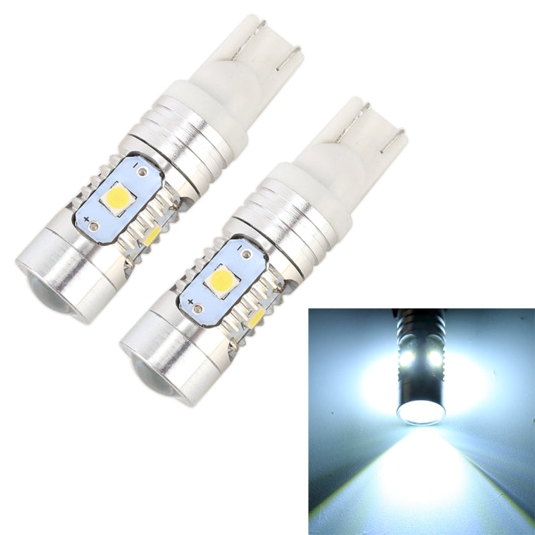 2 PCS T10 / W5W / 168 / 194 DC12V / 4.5W / 6000K / 360LM 6LEDs SMD-3030 Car Clearance Light, with Projector Lens Light, 6LEDs SMD-3030 , with Projector Lens Light
