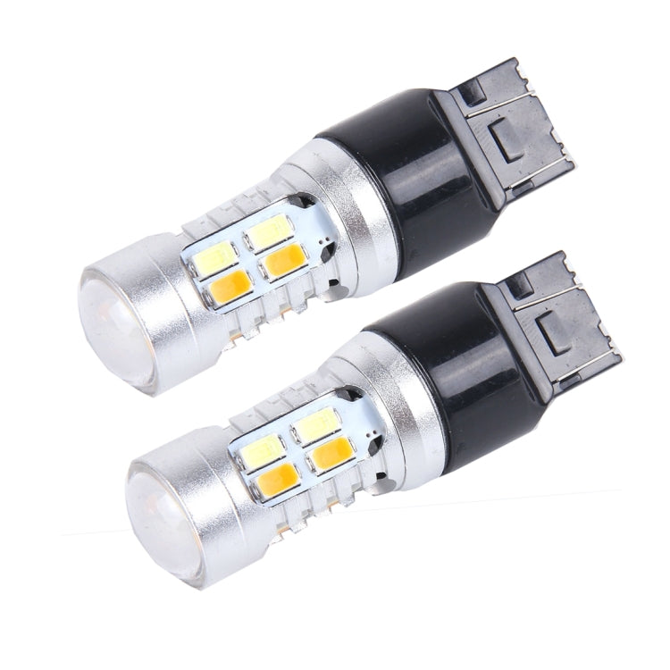 2 PCS T20/7443 10W 1000 LM 6000K White + Yellow Light Turn Signal Light with 20 SMD-5730-LED Lamps And Len. DC 12-24V, T20 with 20 SMD-5730-LED Lamps