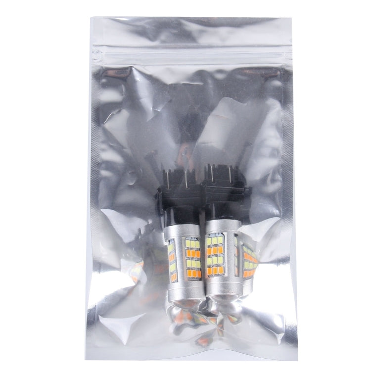 2 PCS T25/3157 10W 1000 LM 6000K White + Yellow Light Turn Signal Light with 42 SMD-2835-LED Lamps And Len. DC 12-24V, T25 with 42 SMD-2835-LED Lamps