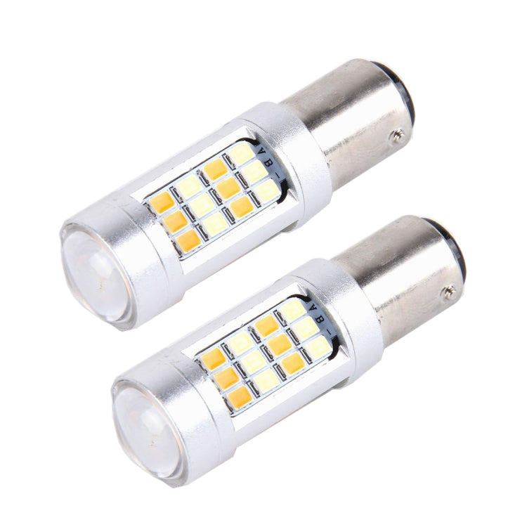 2 PCS 1157 10W 1000 LM 6000K White + Yellow Light Turn Signal Light with 42 SMD-2835-LED Lamps And Len. DC 12-24V, 1157 with 42 SMD-2835-LED Lamps