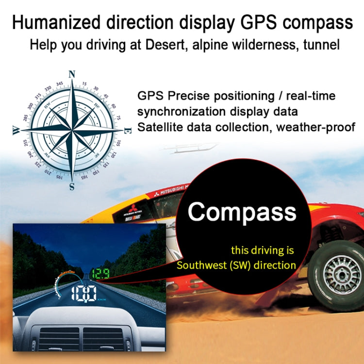 Q5 GPS 4 inch Vehicle-mounted Head Up Display Security System, Support Running Speed & Direction & Distance / Driving Kilometres /, Q5